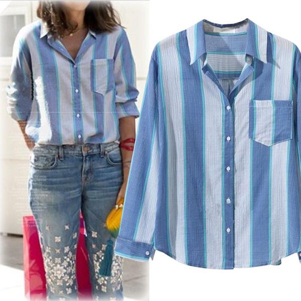 women's blouses & shirts spring autumn women shirt plus size fashion turn-down collar loose striped long sleeve for larger blouse 4xl, White
women's blouses & shirts spring autumn women shirt plus size fashion turn-down collar loose striped long sleeve for larger blouse 4xl, White
