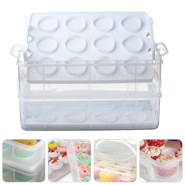 gift wrap 1pc 24 cupcake container transparent cake carrier portable storage box