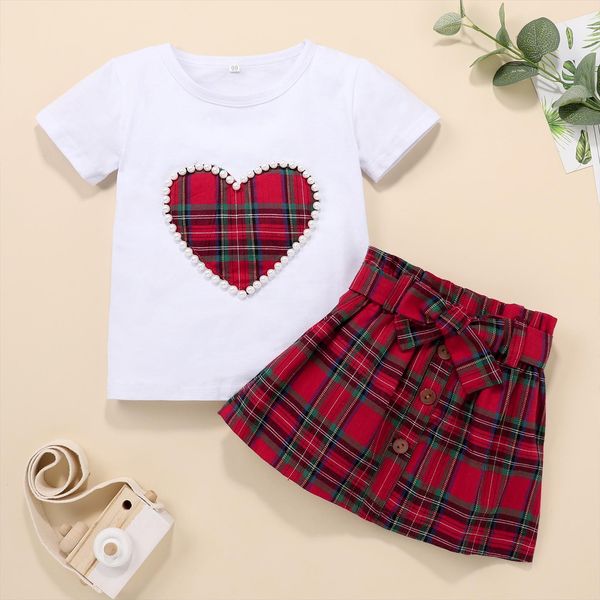 newborn infant baby girls valentine pearl heart print short sleeve plaid skirt set for 1 5 years, White
newborn infant baby girls valentine pearl heart print short sleeve plaid skirt set for 1 5 years, White