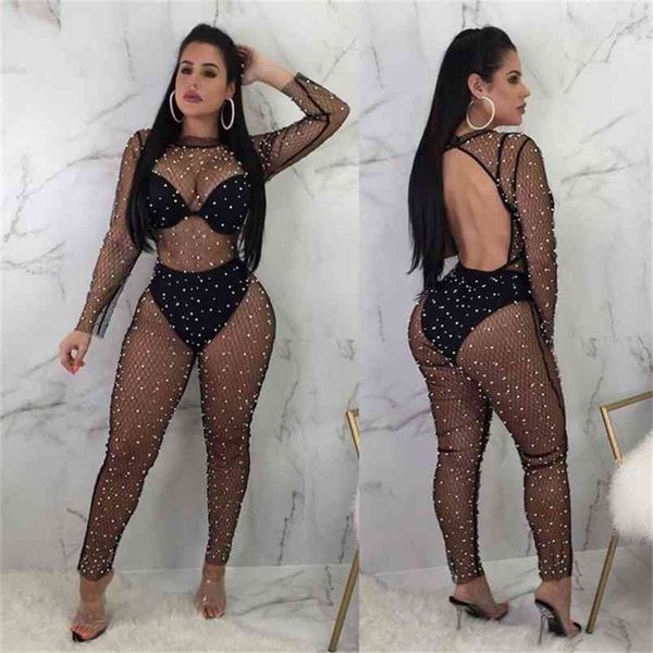 fashion design pearl beading decorated mesh jumpsuits long sleeve perspective women slim playsuit backless female overalls 210517, Black;white
fashion design pearl beading decorated mesh jumpsuits long sleeve perspective women slim playsuit backless female overalls 210517, Black;white