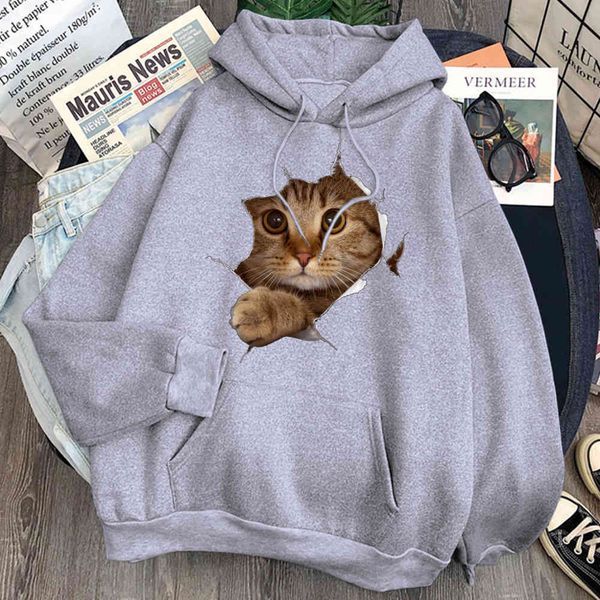 men's and women's hoodi, cat print, unisex, harajuku style, hip hop, punk, Black 
men's and women's hoodi, cat print, unisex, harajuku style, hip hop, punk, Black