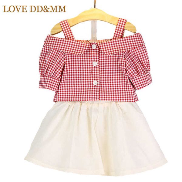 love dd&mm girls clothing sets kids clothes children's princess plaid strapless short-sleeved t-shirts + skirts two-piece suits 210715, White
love dd&mm girls clothing sets kids clothes children's princess plaid strapless short-sleeved t-shirts + skirts two-piece suits 210715, White