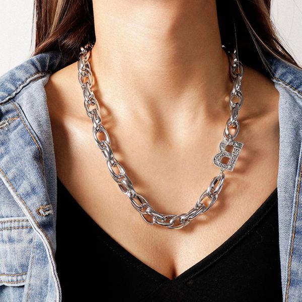 chains exaggerated punk personality twist thick chain ins cold wind retro b letter necklace trendy men's and women's jewelry, Silver
chains exaggerated punk personality twist thick chain ins cold wind retro b letter necklace trendy men's and women's jewelry, Silver