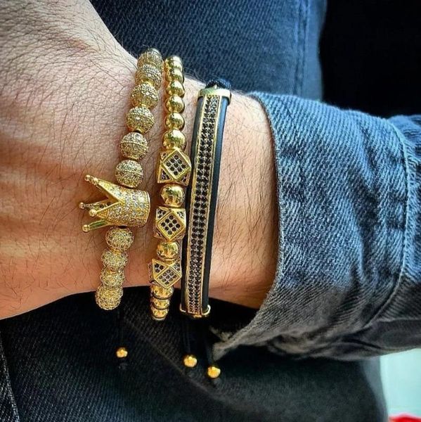 charm bracelets 3pcs/set hip hop gold crown men pave cz ball braided braiding man luxury jewelry pulseira bileklik drop, Golden;silver
charm bracelets 3pcs/set hip hop gold crown men pave cz ball braided braiding man luxury jewelry pulseira bileklik drop, Golden;silver