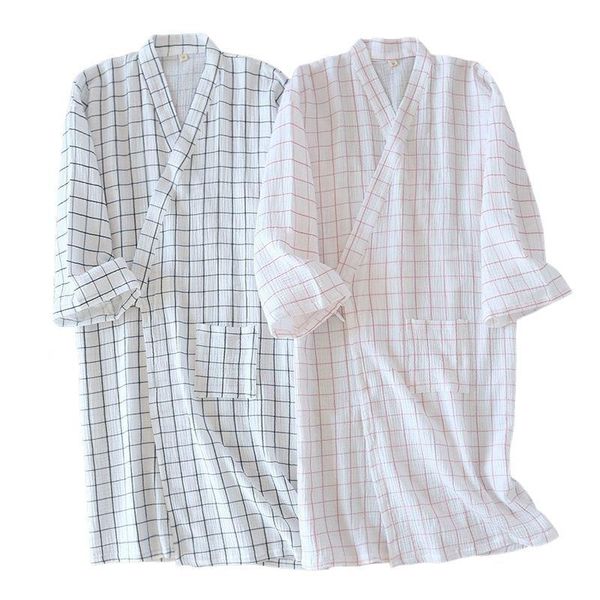 women cotton woven kimono robe long sleeve plaid print bathrobe plus size loose crepe robes home dressing gown women's sleepwear, Black;red
women cotton woven kimono robe long sleeve plaid print bathrobe plus size loose crepe robes home dressing gown women's sleepwear, Black;red