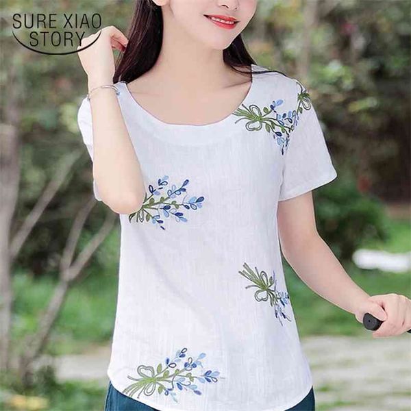 fashion floral embroidery women blouse shirt short sleeve summer cotton linen plus size 's clothing d823 30 210506, White
fashion floral embroidery women blouse shirt short sleeve summer cotton linen plus size 's clothing d823 30 210506, White