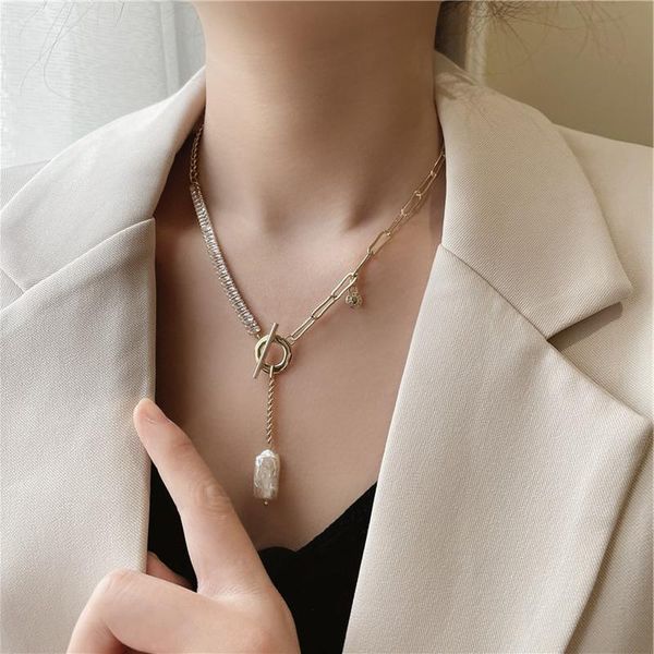 pendant necklaces allme stylish irregular pearl necklace for women asymmetric splicing link chain toggle clasp circle choker, Silver
pendant necklaces allme stylish irregular pearl necklace for women asymmetric splicing link chain toggle clasp circle choker, Silver