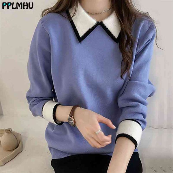 patchwork turn-down collar fake two pieces knitted sweater for women korean style pullover casual autumn knitwear female 210522, White;black
patchwork turn-down collar fake two pieces knitted sweater for women korean style pullover casual autumn knitwear female 210522, White;black
