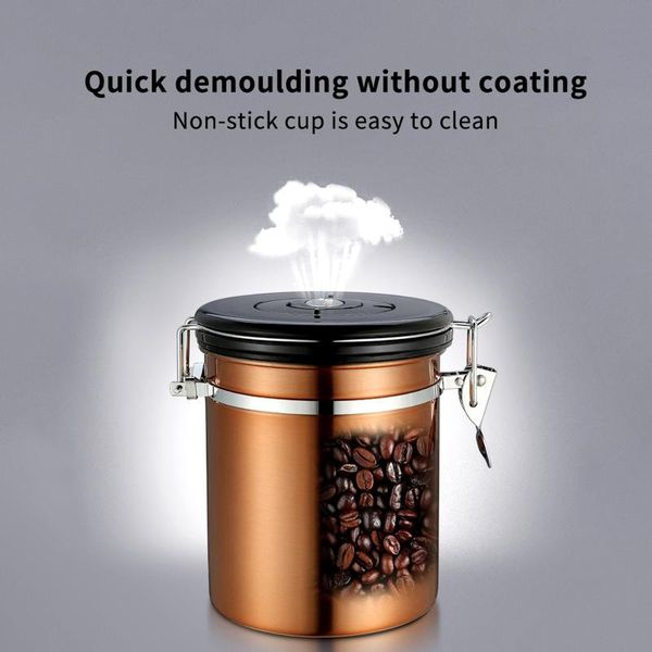 stainless steel sealed coffee bean can with one-way exhaust valve, modern minimalist household goods storage tank bottles & jars
stainless steel sealed coffee bean can with one-way exhaust valve, modern minimalist household goods storage tank bottles & jars