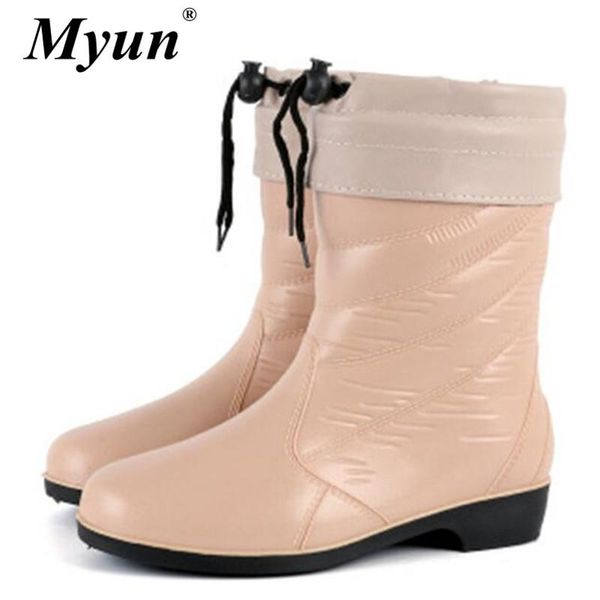 boots women fashion pvc rain autumn winter removable elastic band plush cover female mid-calf girls solid casual booties, Black
boots women fashion pvc rain autumn winter removable elastic band plush cover female mid-calf girls solid casual booties, Black