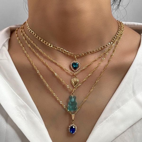 chains flatfoosie shiny heart crystal pendant necklace for women multi layer cartoon gummy bear choker boho jewelry gift, Silver
chains flatfoosie shiny heart crystal pendant necklace for women multi layer cartoon gummy bear choker boho jewelry gift, Silver