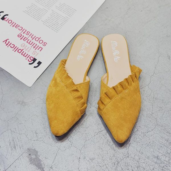 slippers women flat slides home mules low heel shoes ladies fashion, Black