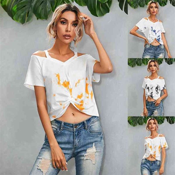 summer women tshirts strapless sling tie-dye printing short-sleeved t-shirt ladies fashion off shoulder crop femme 210517, White
summer women tshirts strapless sling tie-dye printing short-sleeved t-shirt ladies fashion off shoulder crop femme 210517, White