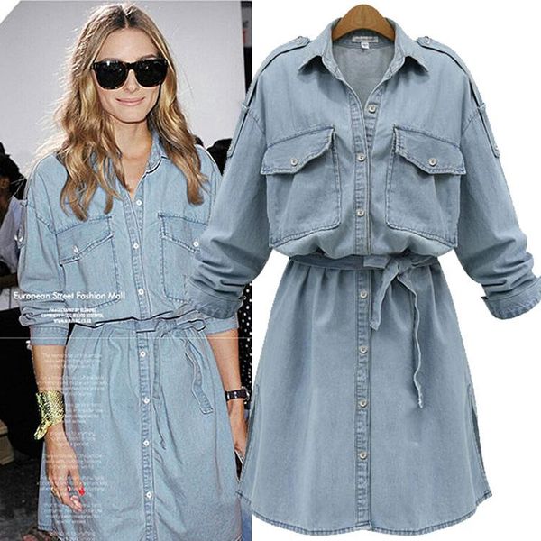 casual dresses 2021 plus size chic style denim woman spring autumn basic pockets blue elastic waist mini, Black;gray
casual dresses 2021 plus size chic style denim woman spring autumn basic pockets blue elastic waist mini, Black;gray