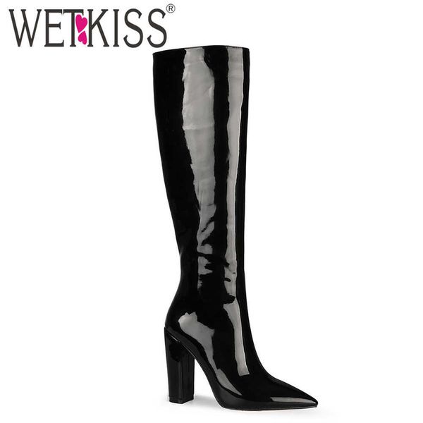 wetkiss super big size women knee boots patent leather pointed toe thick high heel boots shoes woman fashion ladies party shoes 210630, Black
wetkiss super big size women knee boots patent leather pointed toe thick high heel boots shoes woman fashion ladies party shoes 210630, Black