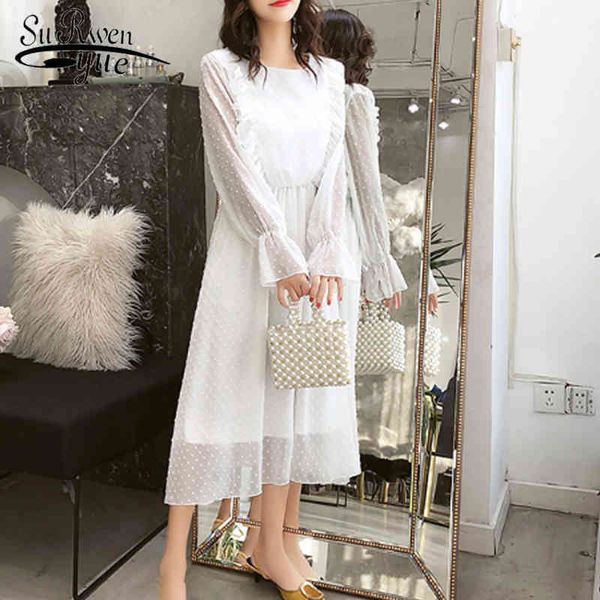 ruffles polka dot women chiffon dress elastic waist female long vestidos retro a-line elegant white 3508 50 210521, Black;gray
ruffles polka dot women chiffon dress elastic waist female long vestidos retro a-line elegant white 3508 50 210521, Black;gray