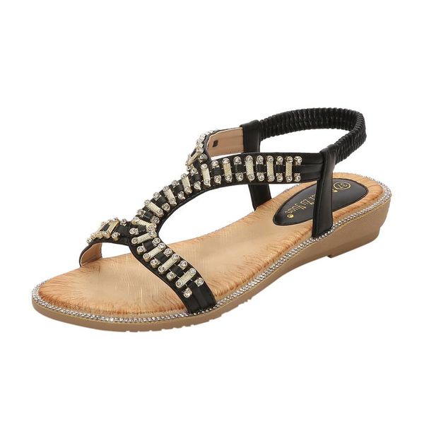 sandals 2021 trendy women studded crystal shoes wedges elastic strap roman chaussures comfort footwear plus size zapatos, Black
sandals 2021 trendy women studded crystal shoes wedges elastic strap roman chaussures comfort footwear plus size zapatos, Black