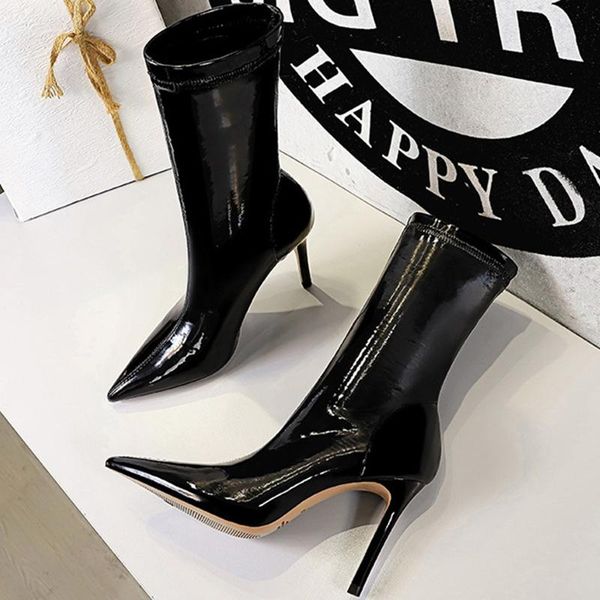 winter warm woman leather stiletto stripper boots pointed toe 9.5cm high heels short lady prom nightclub shoes, Black
winter warm woman leather stiletto stripper boots pointed toe 9.5cm high heels short lady prom nightclub shoes, Black
