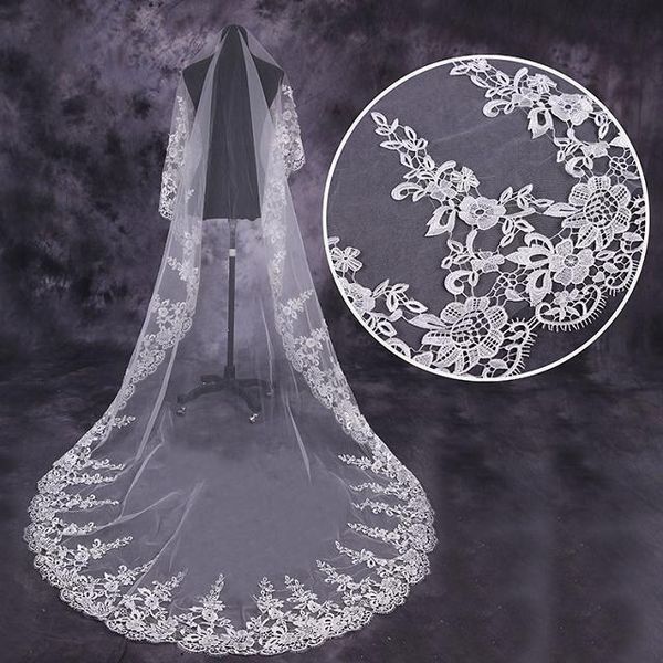 bridal veils white ivory tulle wedding with lace beading one layer luxury veil 3 meter dress catholic chapel, Black
bridal veils white ivory tulle wedding with lace beading one layer luxury veil 3 meter dress catholic chapel, Black