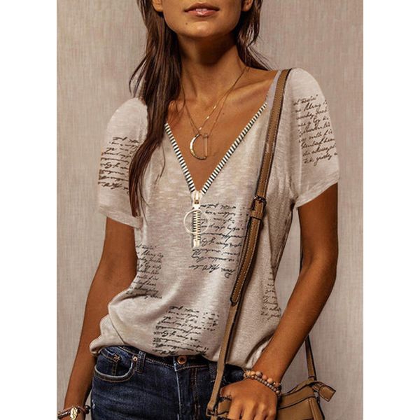 summer v-neck t-shirts temperament commuter print pullover lady t shirt casual short sleeve for women tee clothes, White
summer v-neck t-shirts temperament commuter print pullover lady t shirt casual short sleeve for women tee clothes, White