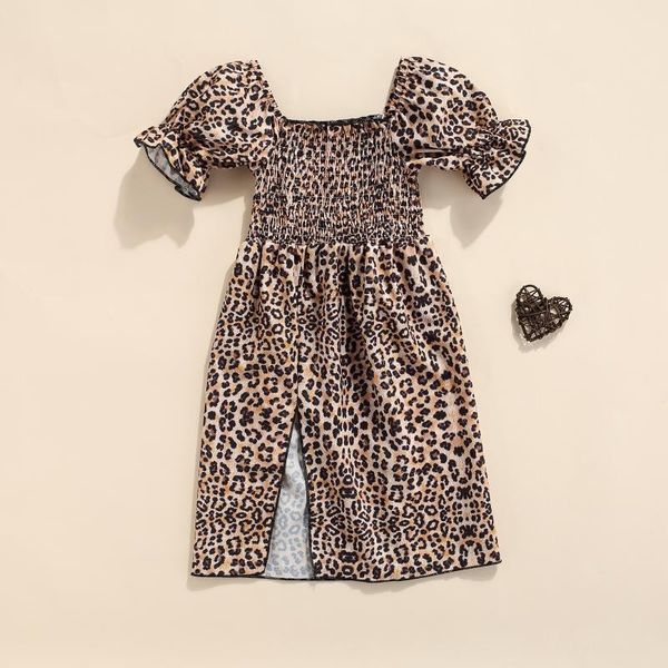 girl's dresses summer girls casual long slit dress brown leopard print pattern short puff sleeve square collar folds sundress, Red;yellow
girl's dresses summer girls casual long slit dress brown leopard print pattern short puff sleeve square collar folds sundress, Red;yellow