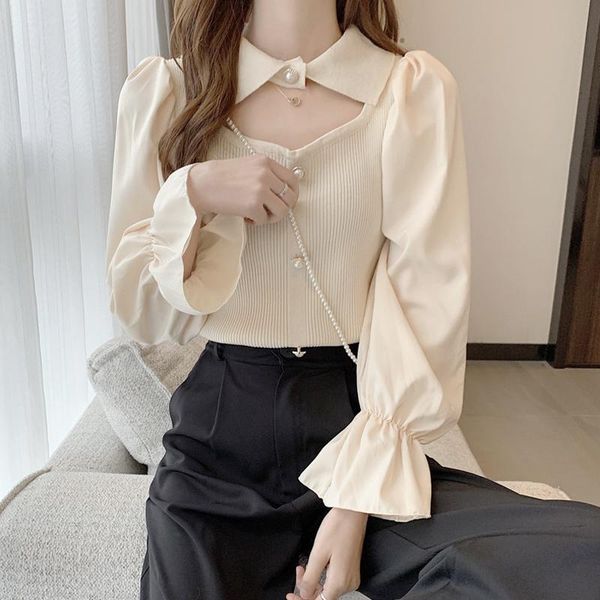 women's blouses & shirts pure desire wind sweet spice girl knitwear clothing spring and autumn 2021 design sense niche long sleeve, White
women's blouses & shirts pure desire wind sweet spice girl knitwear clothing spring and autumn 2021 design sense niche long sleeve, White