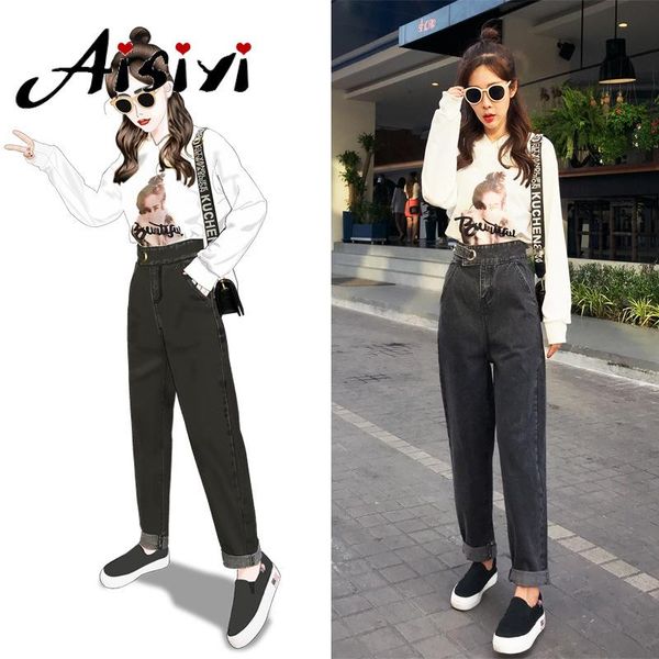 aisiyi ankle-length black jeans vintage high waisted loose harem for womens pants individuality wide leg women's, Blue
aisiyi ankle-length black jeans vintage high waisted loose harem for womens pants individuality wide leg women's, Blue