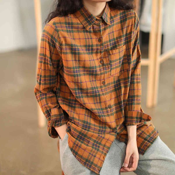 johnature women cotton plaid shirts vintage long sleeve spring blouses turn-down collar pocket female 3 colors 210521, White
johnature women cotton plaid shirts vintage long sleeve spring blouses turn-down collar pocket female 3 colors 210521, White
