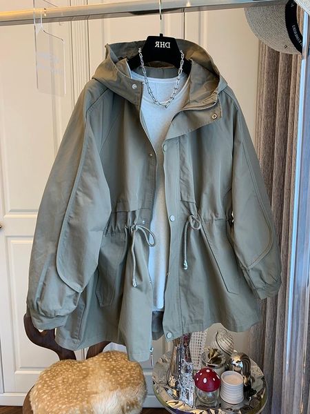 women's trench coats superaen 2021 solid all match loose casual vintage drawstring hooded overalls jacket windbreaker women coat, Tan;black
women's trench coats superaen 2021 solid all match loose casual vintage drawstring hooded overalls jacket windbreaker women coat, Tan;black