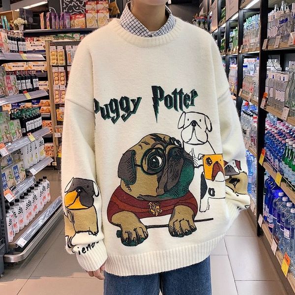 men's autumn animal cartoon printed 5xl pullovers lazy streetwear clothing casual knitted jump oversized male sweater, White;black
men's autumn animal cartoon printed 5xl pullovers lazy streetwear clothing casual knitted jump oversized male sweater, White;black