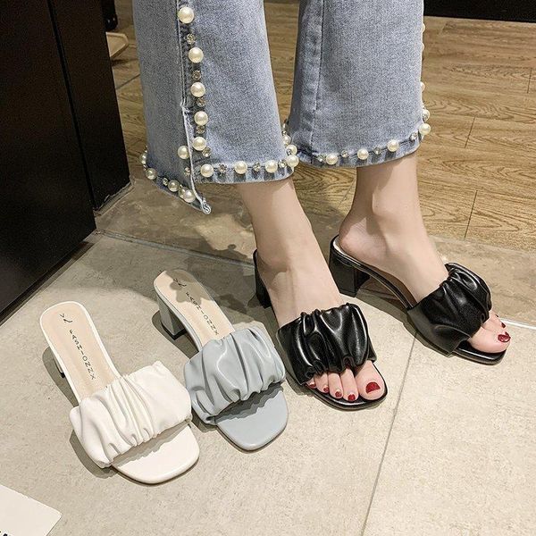 slippers 2021 summer slip-on outside fashion high heels women elegant vintage square sandals white shoes, Black
slippers 2021 summer slip-on outside fashion high heels women elegant vintage square sandals white shoes, Black