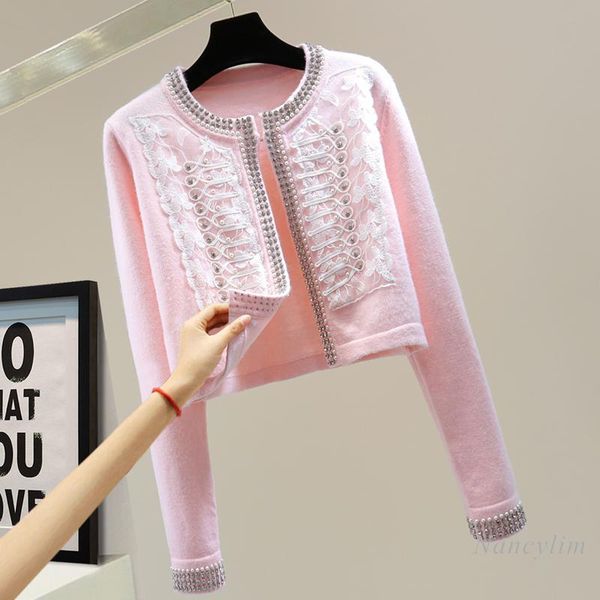 women's knits & tees beads diamond-embedded cardigan women long sleeve small coat 2021 autumn korean fashion lace short sweater lady ch, White
women's knits & tees beads diamond-embedded cardigan women long sleeve small coat 2021 autumn korean fashion lace short sweater lady ch, White