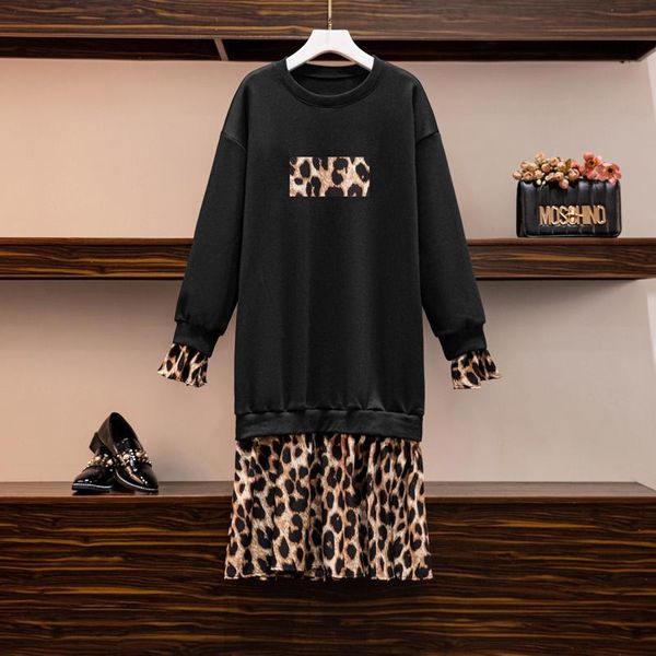 winter plus size dress female women's leopard print sweater casual vestidos de festa womens clothing dresses, Black;gray
winter plus size dress female women's leopard print sweater casual vestidos de festa womens clothing dresses, Black;gray