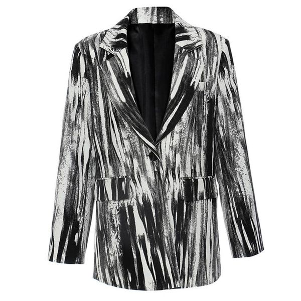 women's suits & blazers black printed casual women elegant lapel long sleeve loose fit jackets fashion tide spring autumn 2021 womens b, White;black
women's suits & blazers black printed casual women elegant lapel long sleeve loose fit jackets fashion tide spring autumn 2021 womens b, White;black