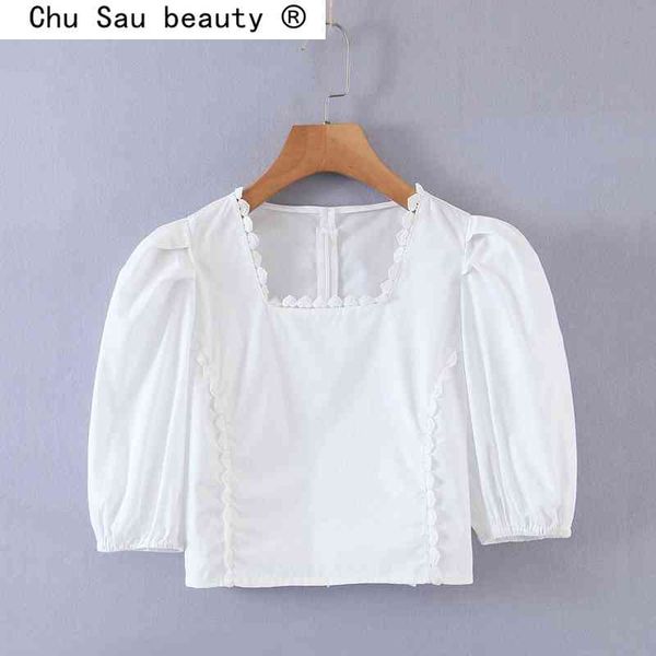 sweet chic white cotton crop women summer vintage square collar half sleeve short blouses female lace shirts 210508
sweet chic white cotton crop women summer vintage square collar half sleeve short blouses female lace shirts 210508
