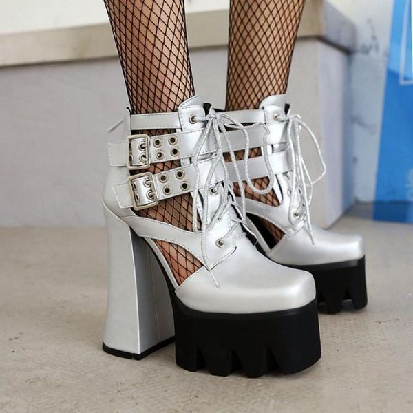 dress shoes thick-heeled thick-soled hollow platform sandals black super high heels punk ds show dj female short boots lace-up pumps
dress shoes thick-heeled thick-soled hollow platform sandals black super high heels punk ds show dj female short boots lace-up pumps