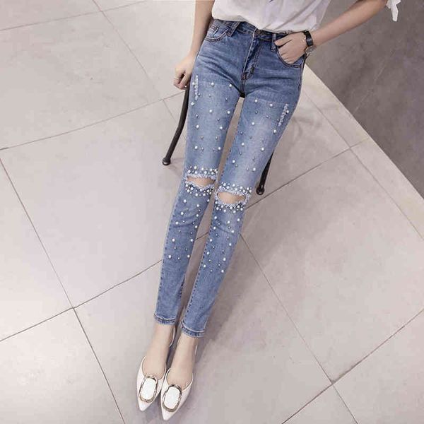 plus size high waist women mom skinny slim ripped hole fashion pearls pencil denim pant vintage blue summer jeans trousers
plus size high waist women mom skinny slim ripped hole fashion pearls pencil denim pant vintage blue summer jeans trousers