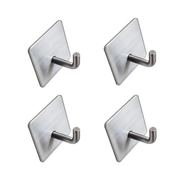 hooks & rails 4pcs self-adhesive towel stainless steel hand rail bathroom wall