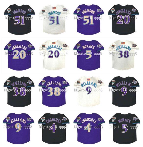 vintage 2001 arizona baseball jersey 51 randy johnson 20 luis gonzalez 9 matt williams 4 craig counsell 38 curt schilling 5 tony womack, Black
vintage 2001 arizona baseball jersey 51 randy johnson 20 luis gonzalez 9 matt williams 4 craig counsell 38 curt schilling 5 tony womack, Black