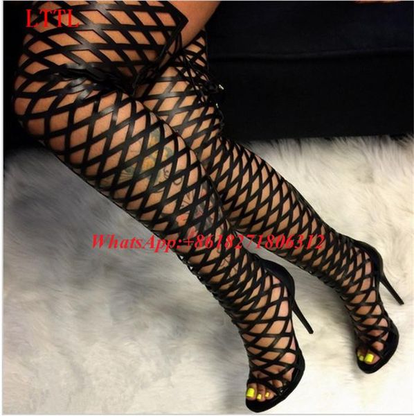boots chaussure femme cut outs gladiator sandal high heel platform strappy sandals lace up thigh booties summer shoes, Black
boots chaussure femme cut outs gladiator sandal high heel platform strappy sandals lace up thigh booties summer shoes, Black