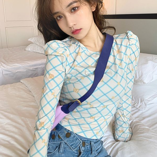 2021 early autumn elastic rhombus bow full print puff slim long sleeve bottoming shirt p5c6, White
2021 early autumn elastic rhombus bow full print puff slim long sleeve bottoming shirt p5c6, White
