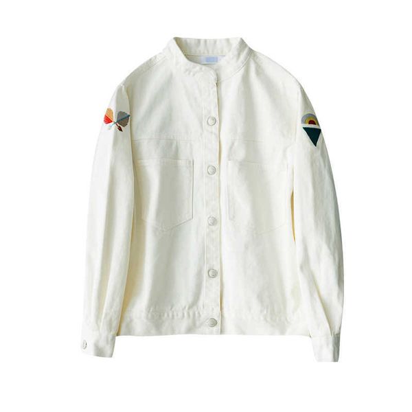 perhaps u women outwear jean denim bomber jacket pocket button white embroidery geometric shoulder c0007 210529, Black;brown
perhaps u women outwear jean denim bomber jacket pocket button white embroidery geometric shoulder c0007 210529, Black;brown
