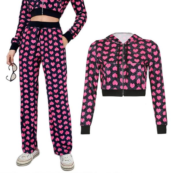 women's hoodies & sweatshirts y166 women pink heart print velvet jacket kawaii long sleeve zip up cropped sweatshirt harajuku high wais, Black
women's hoodies & sweatshirts y166 women pink heart print velvet jacket kawaii long sleeve zip up cropped sweatshirt harajuku high wais, Black