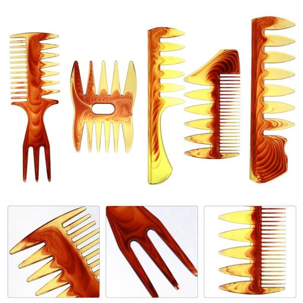 hair brushes 5pcs salon styling combs cutting wide tooth hairdressing, Silver