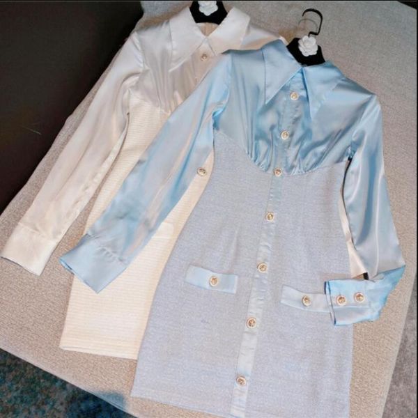 casual dresses autumn / winter 2021 lady's lapel long sleeve satin shirt patchwork slim tweed dress elegant women short, Black;gray
casual dresses autumn / winter 2021 lady's lapel long sleeve satin shirt patchwork slim tweed dress elegant women short, Black;gray