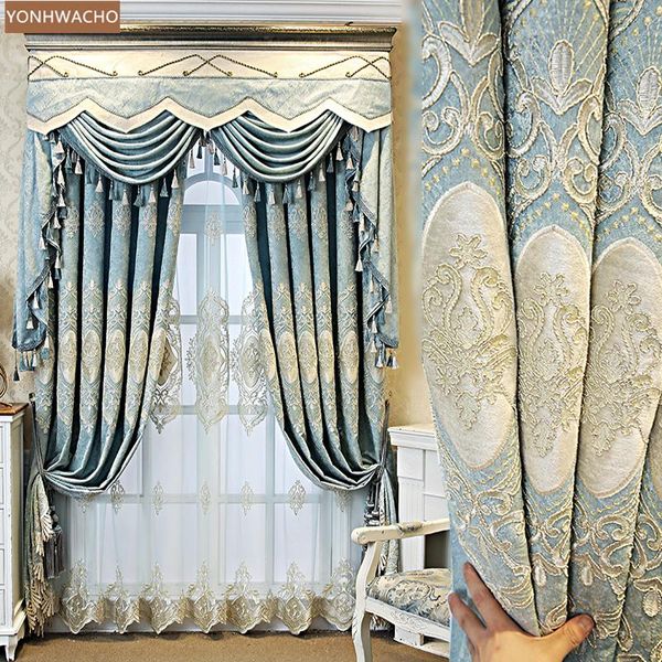 curtain & drapes custom curtains high-end living room floor-to-ceiling windows villa bedroom blue cloth blackout valance tulle drape c870
curtain & drapes custom curtains high-end living room floor-to-ceiling windows villa bedroom blue cloth blackout valance tulle drape c870