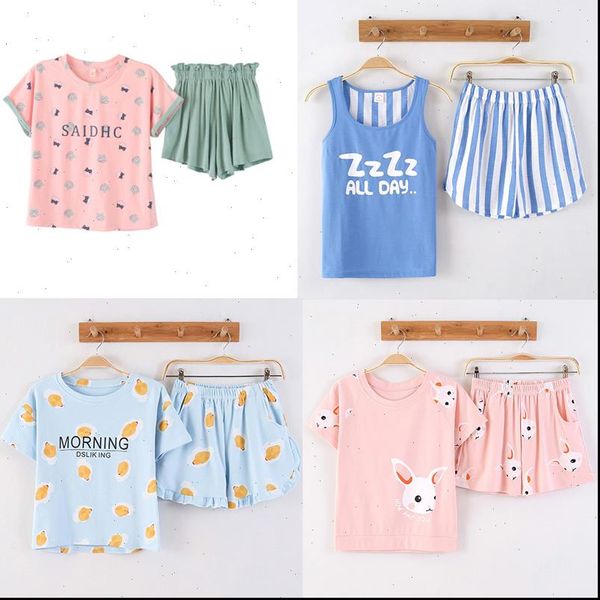 summer pajamas set cotton women sleepwear letter print short sleeve t shirt shorts homewear female night wear, Black;red
summer pajamas set cotton women sleepwear letter print short sleeve t shirt shorts homewear female night wear, Black;red