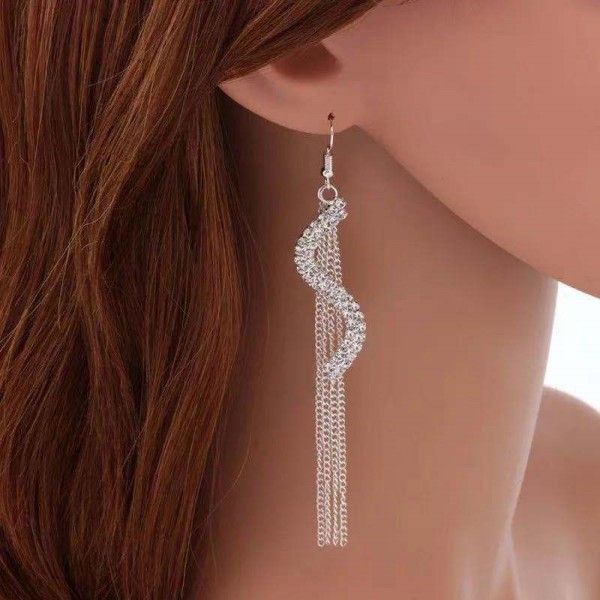 christmas gifts jewelry dangle earrings geometric letters rhinestone tassel earring drop personality crystal for women, Silver
christmas gifts jewelry dangle earrings geometric letters rhinestone tassel earring drop personality crystal for women, Silver