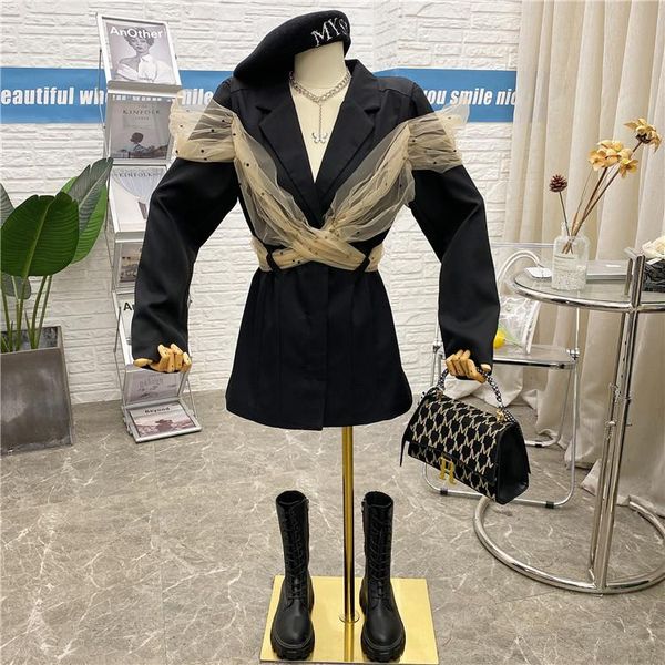 spring coat for women dot mesh stitching suit loose mid-length coats woman blazer back hollow out suits blazers women's, White;black
spring coat for women dot mesh stitching suit loose mid-length coats woman blazer back hollow out suits blazers women's, White;black