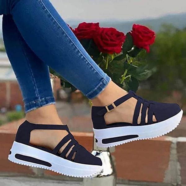 sandals for women 2021 ladies wedge platform buckle closed toe solid color round summer fashion shoes, Black
sandals for women 2021 ladies wedge platform buckle closed toe solid color round summer fashion shoes, Black